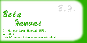 bela hamvai business card
