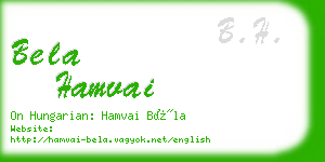 bela hamvai business card